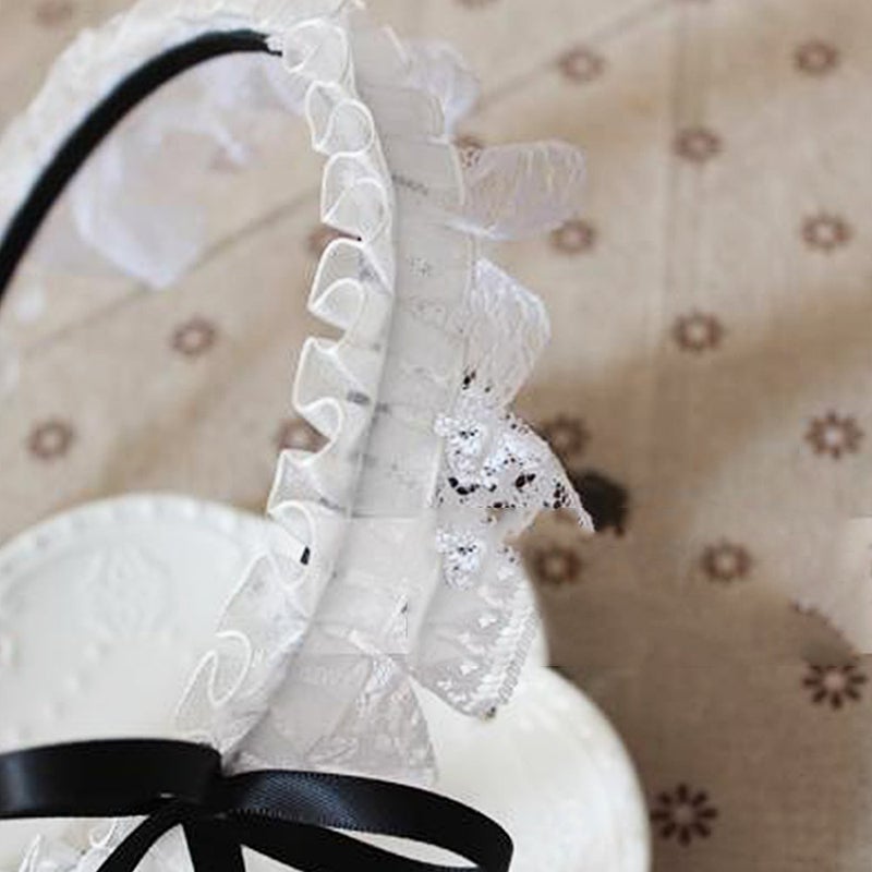 YOMORIO Women's Hair Hoop Anime Maid Cosplay Headband Lolita Lace Flower Headwear Hair Accessory White - Image 5